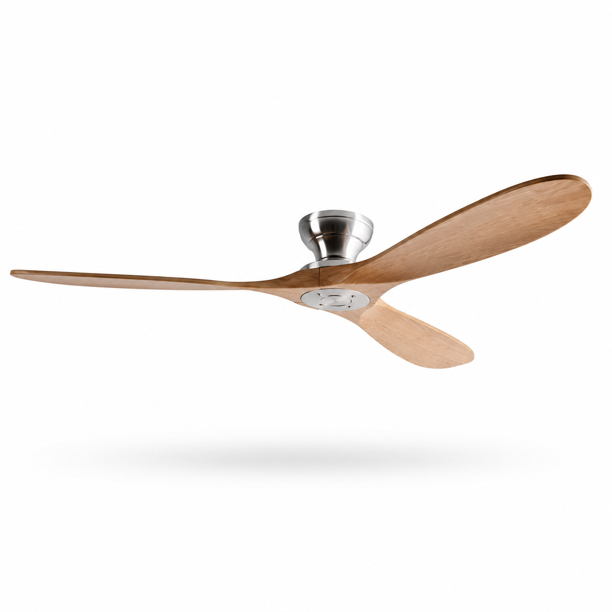 Faro - Ventilateur de plafond bois massif naturel et argent