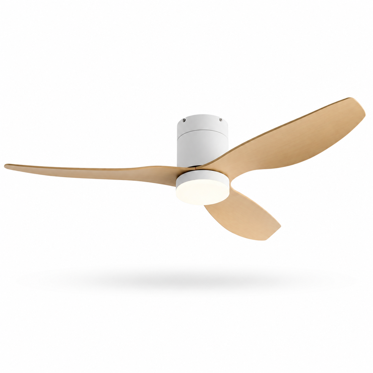 Agua - Ventilateur de plafond LED intégrée blanc et bois clair
