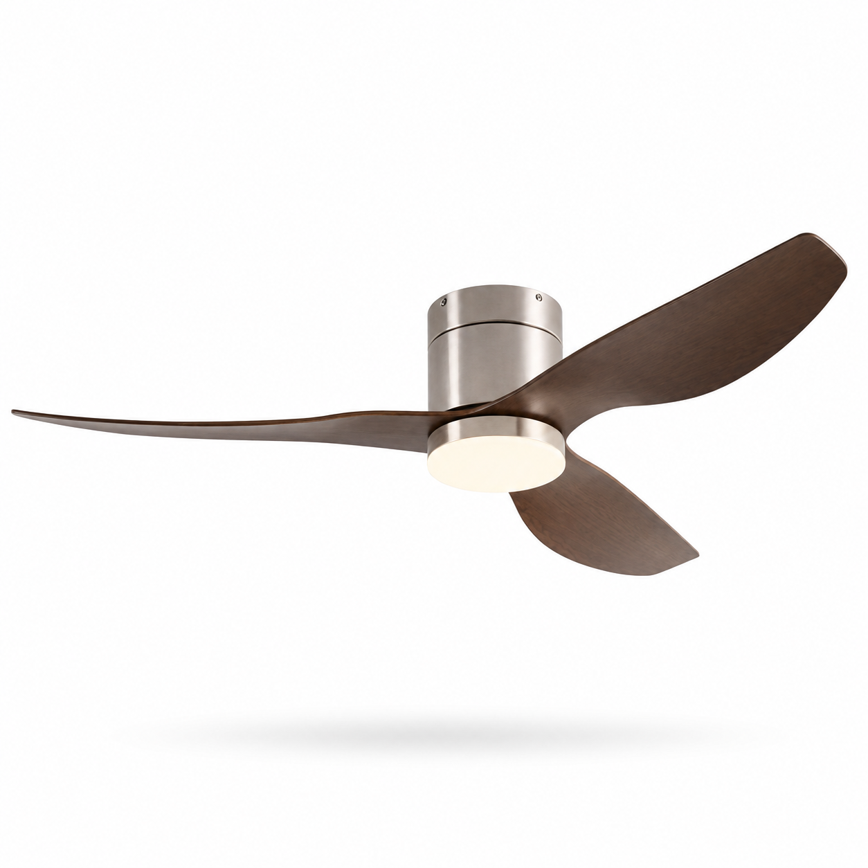 Mykonos | Ventilateur de plafond LED intégrée argent et bois foncé