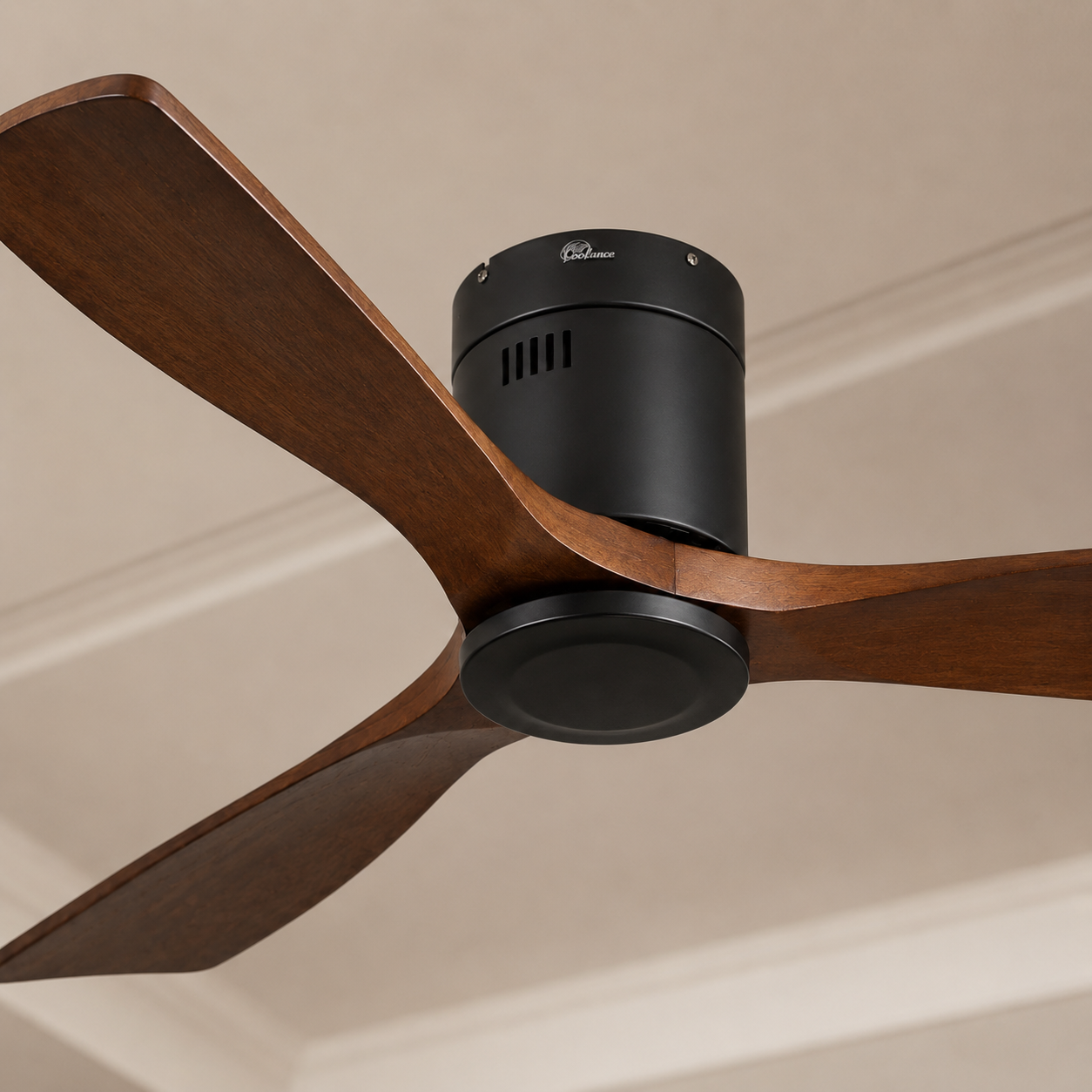 Alpage - Ventilateur de plafond 132cm encastré - Sans lumière, acier & bois