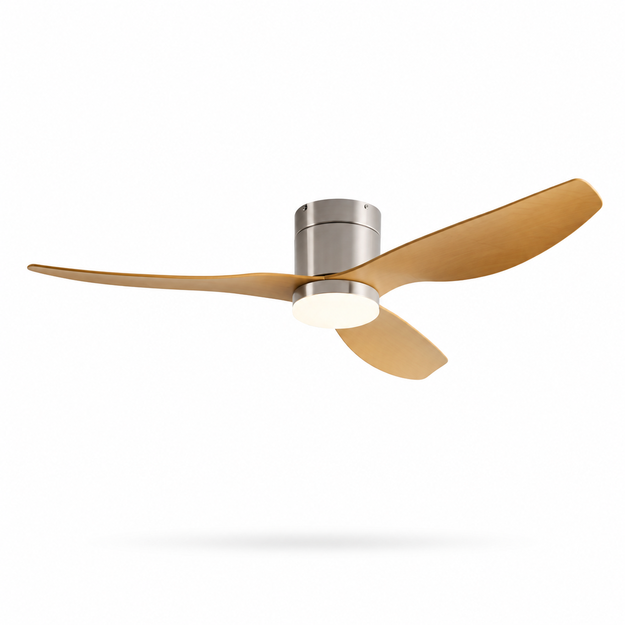Helios - Ventilateur de plafond LED | Argent et bois clair